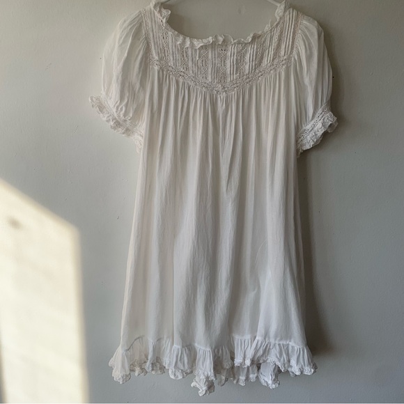 Doen Ainsley Cotton Ruffle Lace Babydoll Nightgown Mini Dress Salt White - Picture 10 of 12